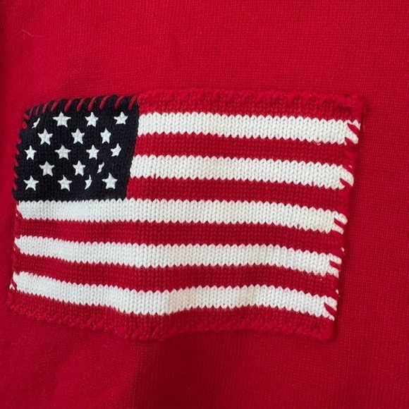 Rafaella Women's Red 3/4 Sleeve Sweater with Embroidered American Flag 2X - Picture 2 of 8